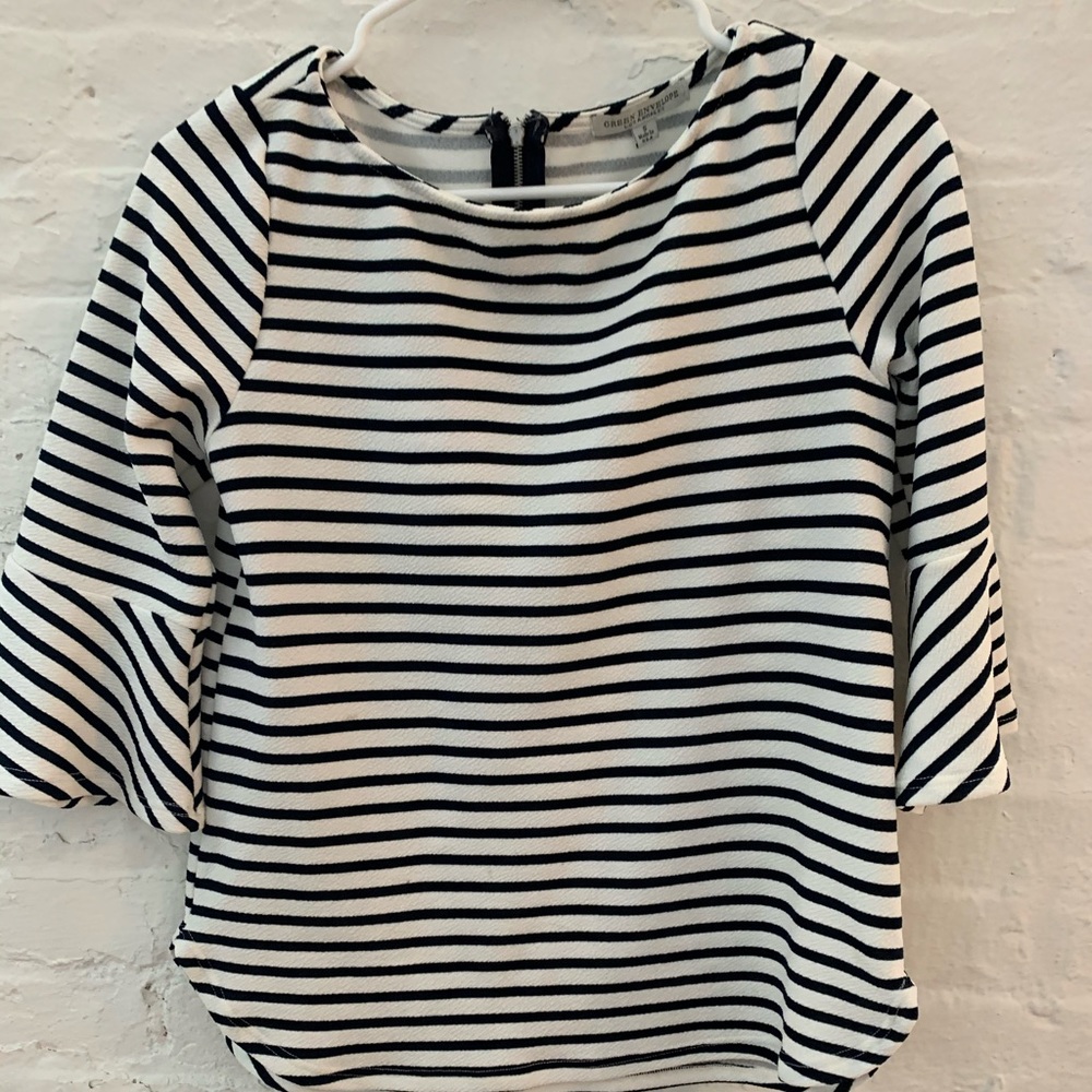 Striped Blouse with Flare Sleeves